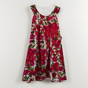 Velvet Floral Halter Top Women XL Pink 100% Silk Sleeveless Back Tie Roses